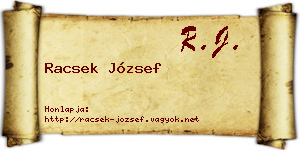 Racsek József névjegykártya