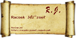 Racsek József névjegykártya